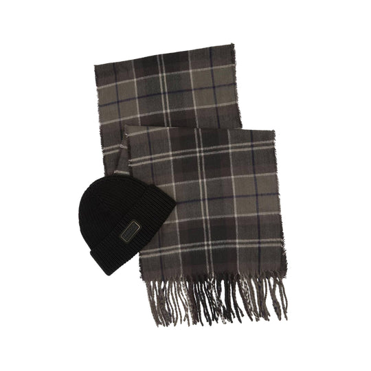 Men's Barbour International Gift Set Hat + Scarf Sweeper Beanie & Scarf Black
