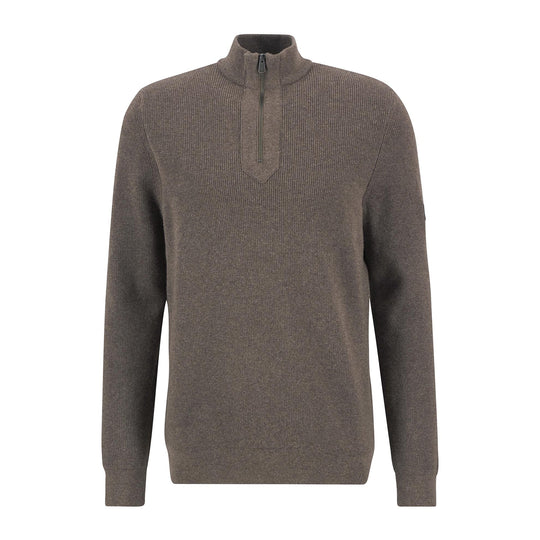 Herren-Pullover Barbour International Crawley mit kurzem Reißverschluss Schlamm