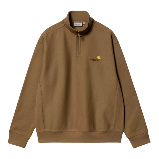 Men's Carhartt Half Zip American Script Sweatshirt Biscuit