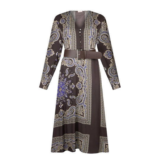 Damenkleid LIU-JO Paisley-Muster Braun/Grün/Lila