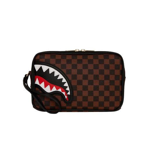 SPRAYGROUND Sawtooth Sharks In Paris Unisex Toiletry Bag - Brown
