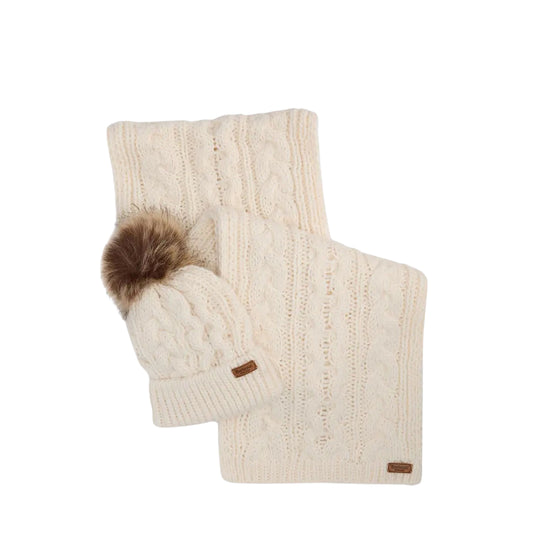 Set Donna Barbour Cappello+Sciarpa Penshaw Bianco Panna