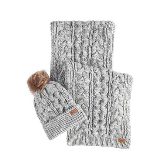 BARBOUR Women's PENSHAW Hat + Scarf Set - Gray