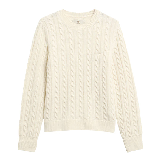 BARBOUR Damenpullover aus Wollmischung mit Zopfmuster ASHDOWM - Creme