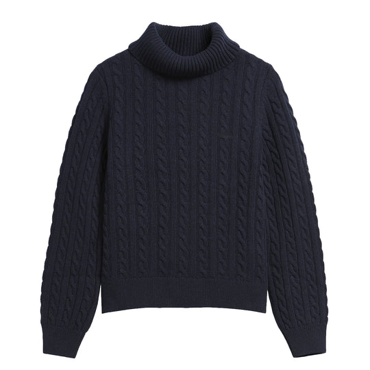 BARBOUR Damen-Zopfpullover AMBLESIDE mit Stehkragen - BLAU