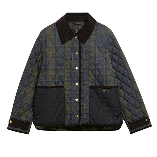 BARBOUR Dames doorgestikt jack AINSDALE met ruitpatroon - Groen/Blauw