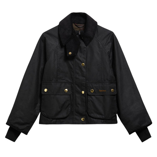 BARBOUR Damesjas van gewaxt katoen, cropped BEADNELL - Zwart
