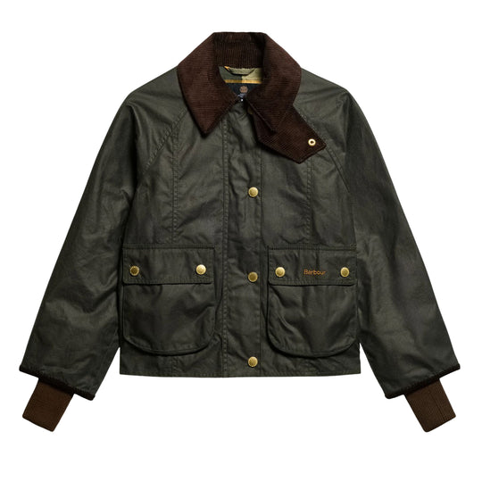 BARBOUR Damesjas van gewaxt katoen, cropped BEADNELL - Groen