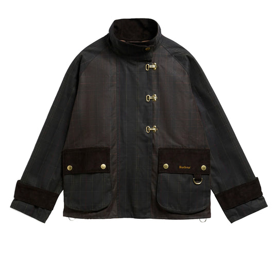 BARBOUR HAZELWOOD-gewaxt jack met ruitpatroon - Zwart
