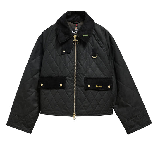 BARBOUR Gewatteerde damesjas van gewaxt katoen SPEY ICONS - Zwart