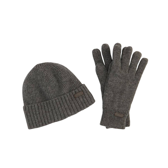 BARBOUR Cadeauset met handschoenen en muts CARLTON - Grijs