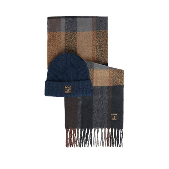 BARBOUR Geschenkset mit Mütze und Schal WESTERDALE - Blau