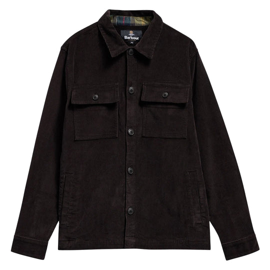 BARBOUR Herenovershirt van fijn ribfluweel met tartanafwerking - Olijfgroen
