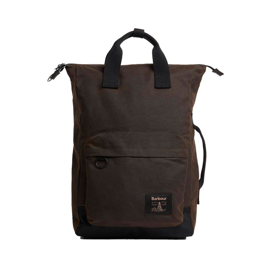 BARBOUR Rucksack FIELD aus gewachstem Stoff- Oliv/ Schwarz