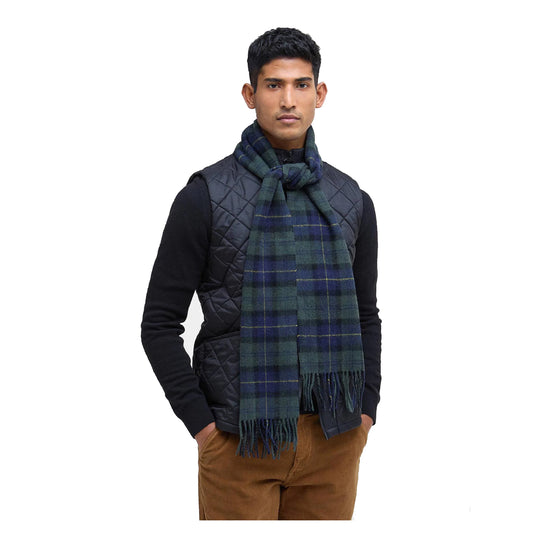 BARBOUR Schal aus Lammwolle Tartan - Grün/Blau