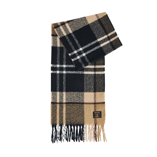 BARBOUR Herensjaal van Tartan YORKLANE - Beige/Blauw