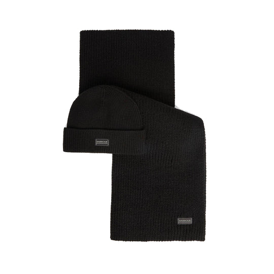 BARBOUR INTERNATIONAL SWEEPER LEGACY Hat + Scarf Gift Set - Black
