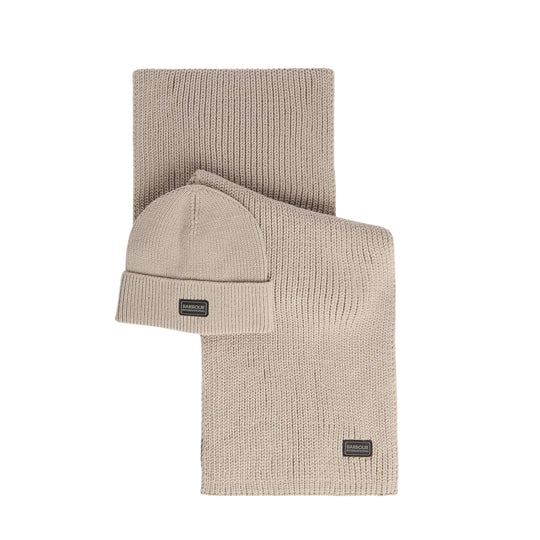 BARBOUR INTERNATIONAL SWEEPER LEGACY Hat + Scarf Gift Set - Stone