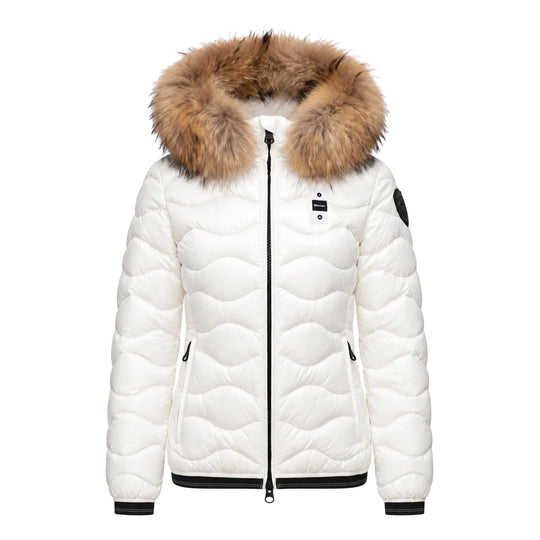 BLAUER Piumino Donna Corto Imbottito Piuma ALDIE - Bianco