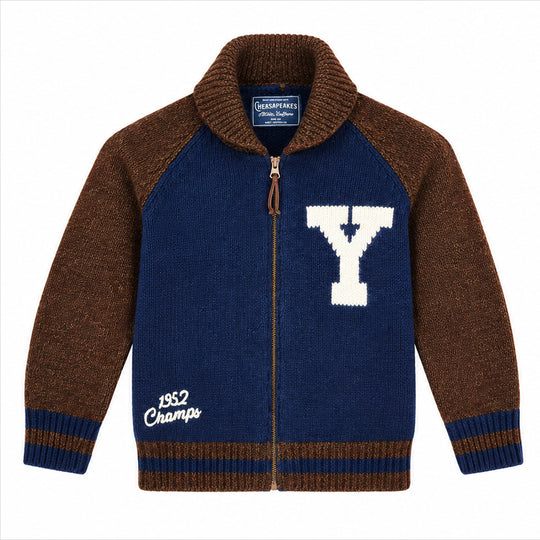 CHESAPEAKE'S Cardigan Uomo Full Zip YANKEES STADIUM - Marrone/Blu