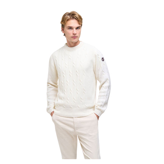 COLMAR Gebreide herentrui met kabelpatroon - Crème