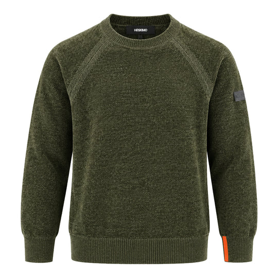 HèSKIMO Herren-Raglanpullover mit Rundhalsausschnitt - Militärgrün
