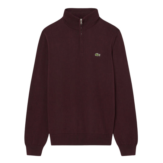 Bordeaux Cotton High Neck Zip Sweater
