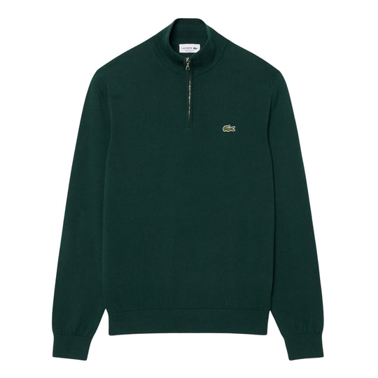 Pullover in cotone a collo alto con zip Verde