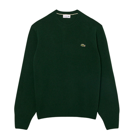 LACOSTE Maglione Uomo a girocollo in lana cardata Verde