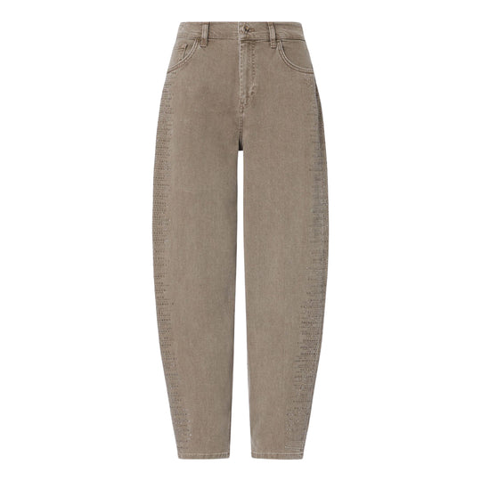 LIU-JO DENIM Jeans Balloon Donna con micro-strass- Beige