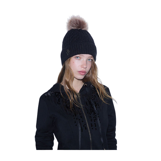LIU-JO SOFT Cappello Donna in Maglia con Pompon - Nero