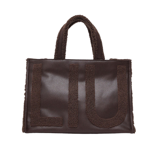 LIU-JO SOFT BorsaTote Grande con Maxi Logo - Testa di Moro