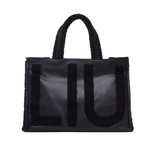 LIU-JO SOFT BorsaTote Grande con Maxi Logo - Nero