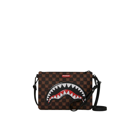 SPRAYGROUND SHARKS IN PARIS WTF BUBBLE BROWN CHECK CROSSOVER-pochette - Bruin