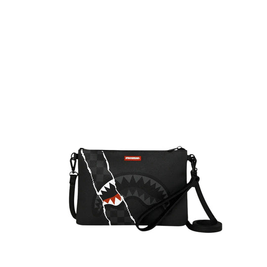 SPRAYGROUND Pochette CENTER RIP REVEALING GRAY CHECK CROSSOVER - Zwart