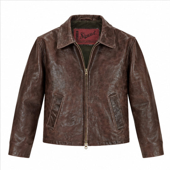 STEWART BAXTER BUFFALO - Giacca in pelle invecchiata - Marrone