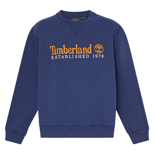 TIMBERLAND Herentrui met ronde hals en geborduurd logo Established 1973 - Lichtblauw
