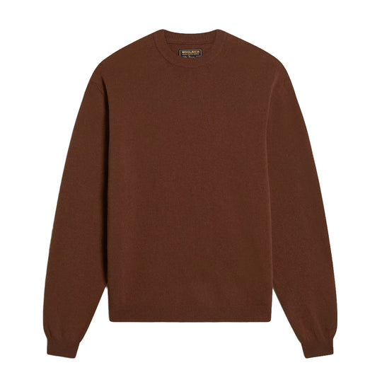 WOOLRICH Heren trui met ronde hals van zuivere scheerwol - Kameel
