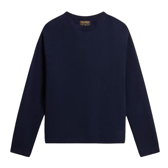 WOOLRICH Damen-Rundhalspullover aus einer Woll-Kaschmir-Mischung - Blau
