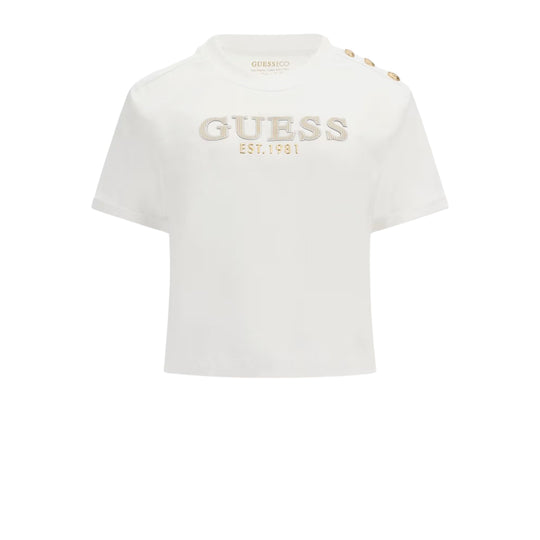 Women's Guess Boxy Cropped Logo T-shirt White