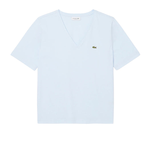 Lacoste Women's V-Neck Sky Blue T-shirt 