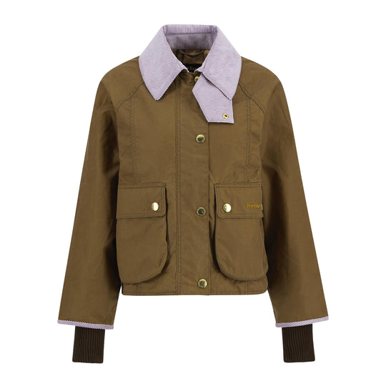Giubbino Donna Barbour Cropped Beadnell Wax Marrone/Lilla