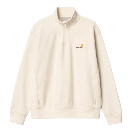 Herenhoodie Carhartt Wip Half Zip American Script Crème