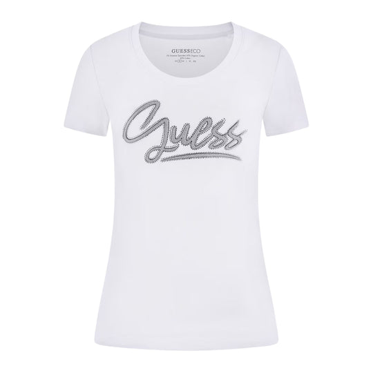 Damen T-Shirt Guess Script Weiß
