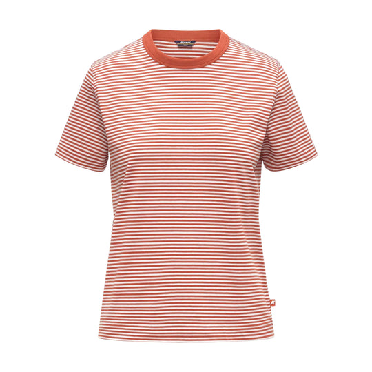 T-Shirt Donna K-Way Elodie Slimline Jersey Bianco/Arancio