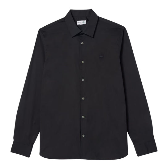 Herrenhemd Lacoste Popeline Stretch Schwarz