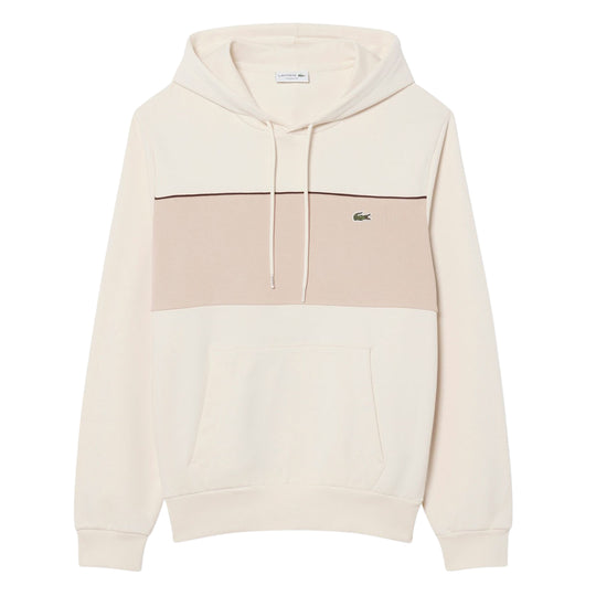 Felpa Uomo Lacoste Cappuccio Color Block Panna/Beige