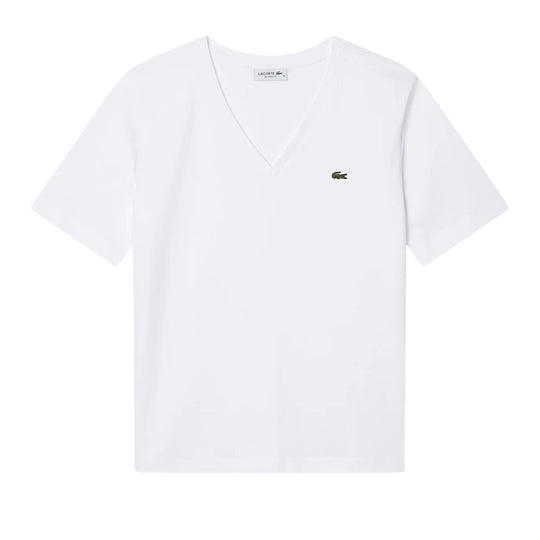 Damen-T-Shirt Lacoste V-Ausschnitt Weiß
