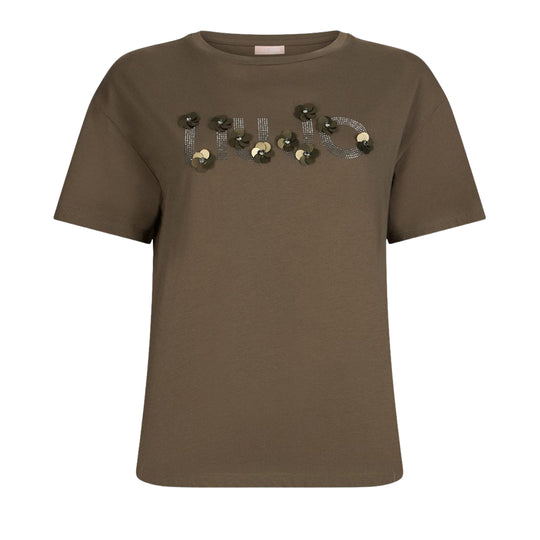 Damen-T-Shirt Liu-Jo M/M Pailletten+Strass Grün