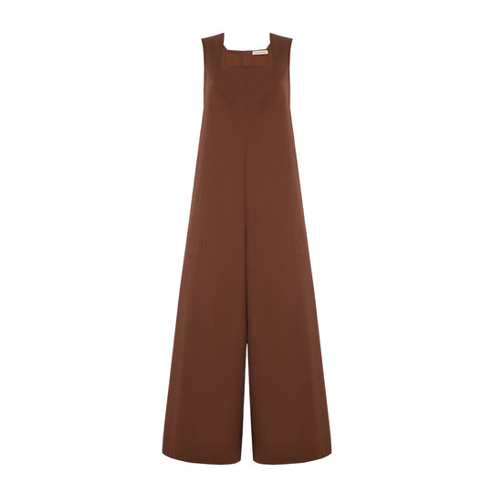 Tuta Donna Manila Grace Maxi Tuta Scollo Quadrato Cacao